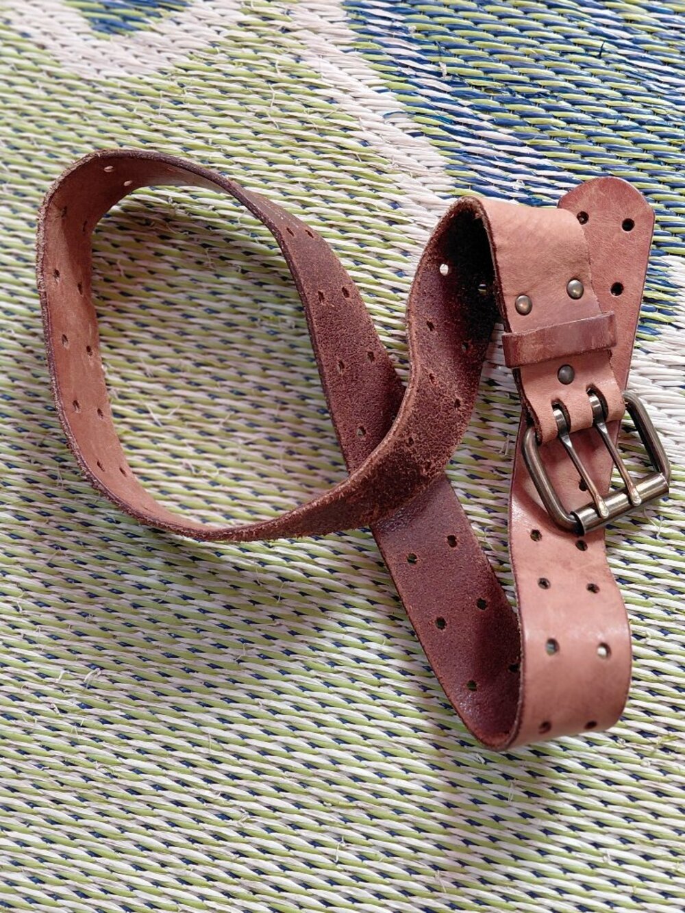 Women's leather boho bohemian belt 60s-70s style genuine leather 34"